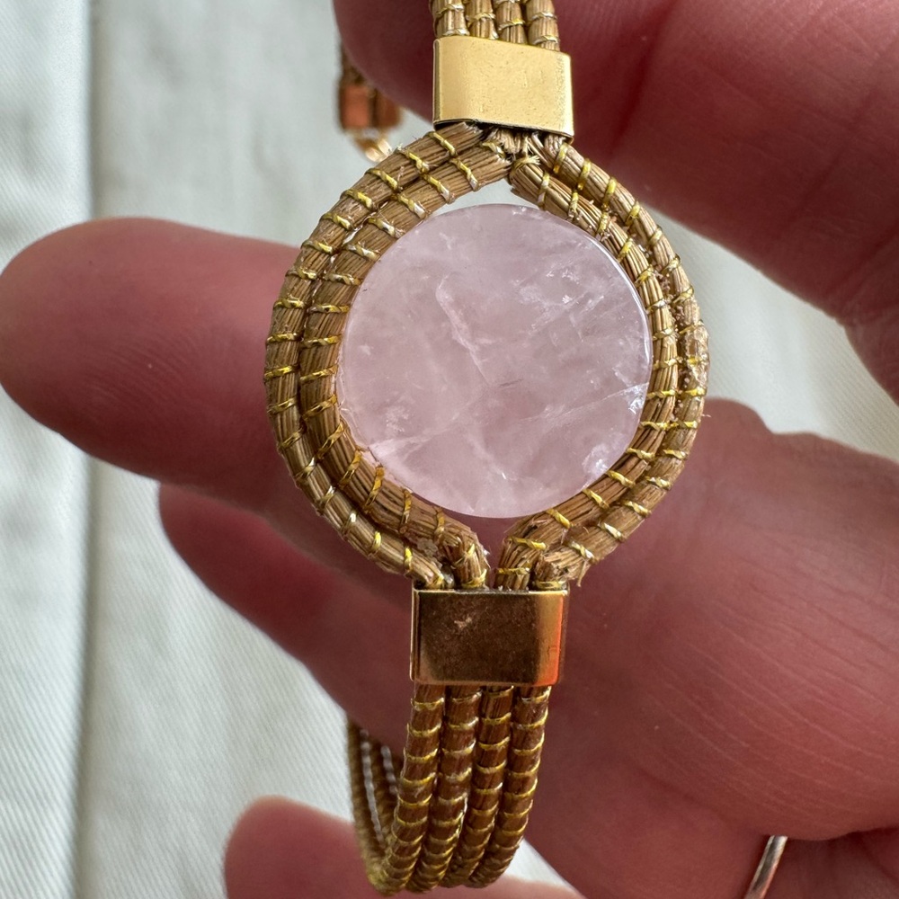 Brazilian Gold Grass and Rose Quatrtz Bracelet